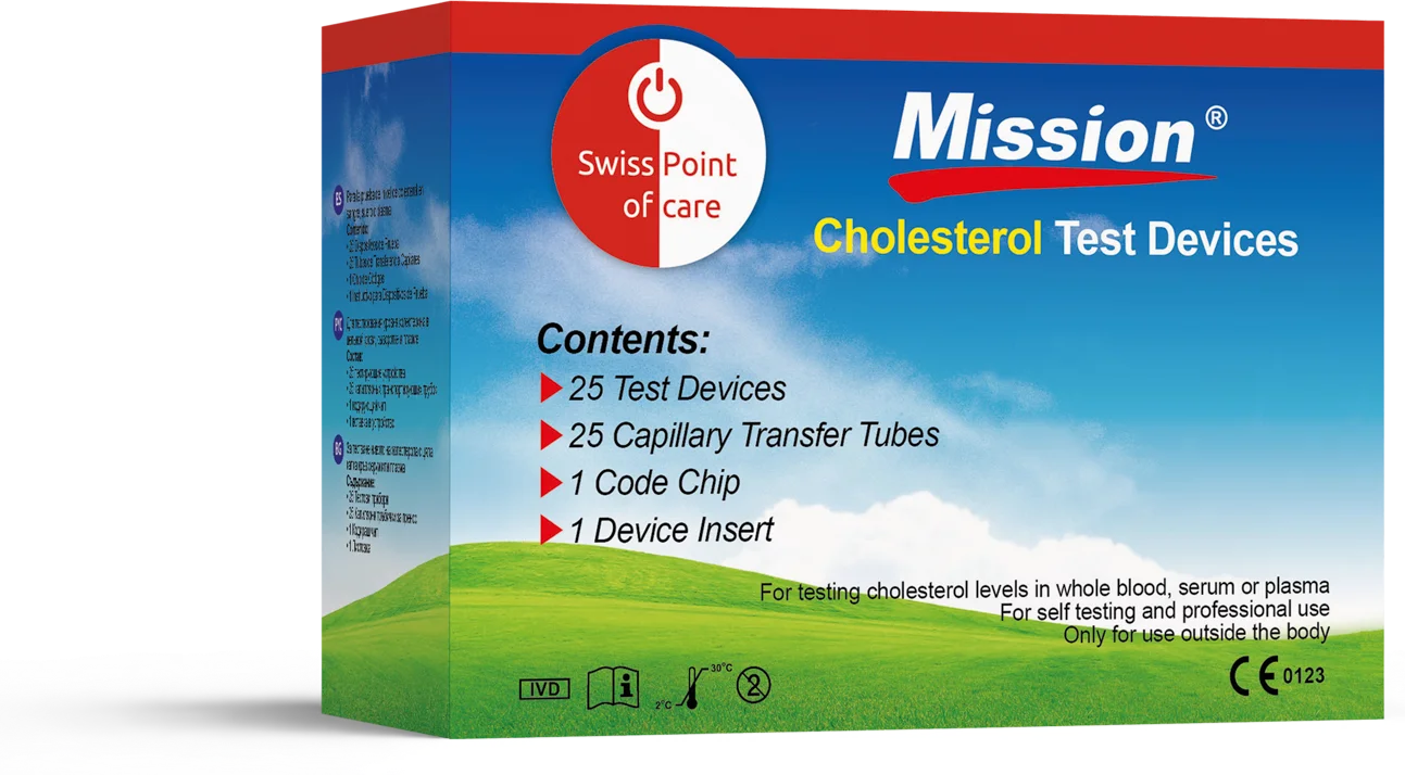 Bandelettes de test de cholestérol Mission 3-in-1 Swiss Point of Care