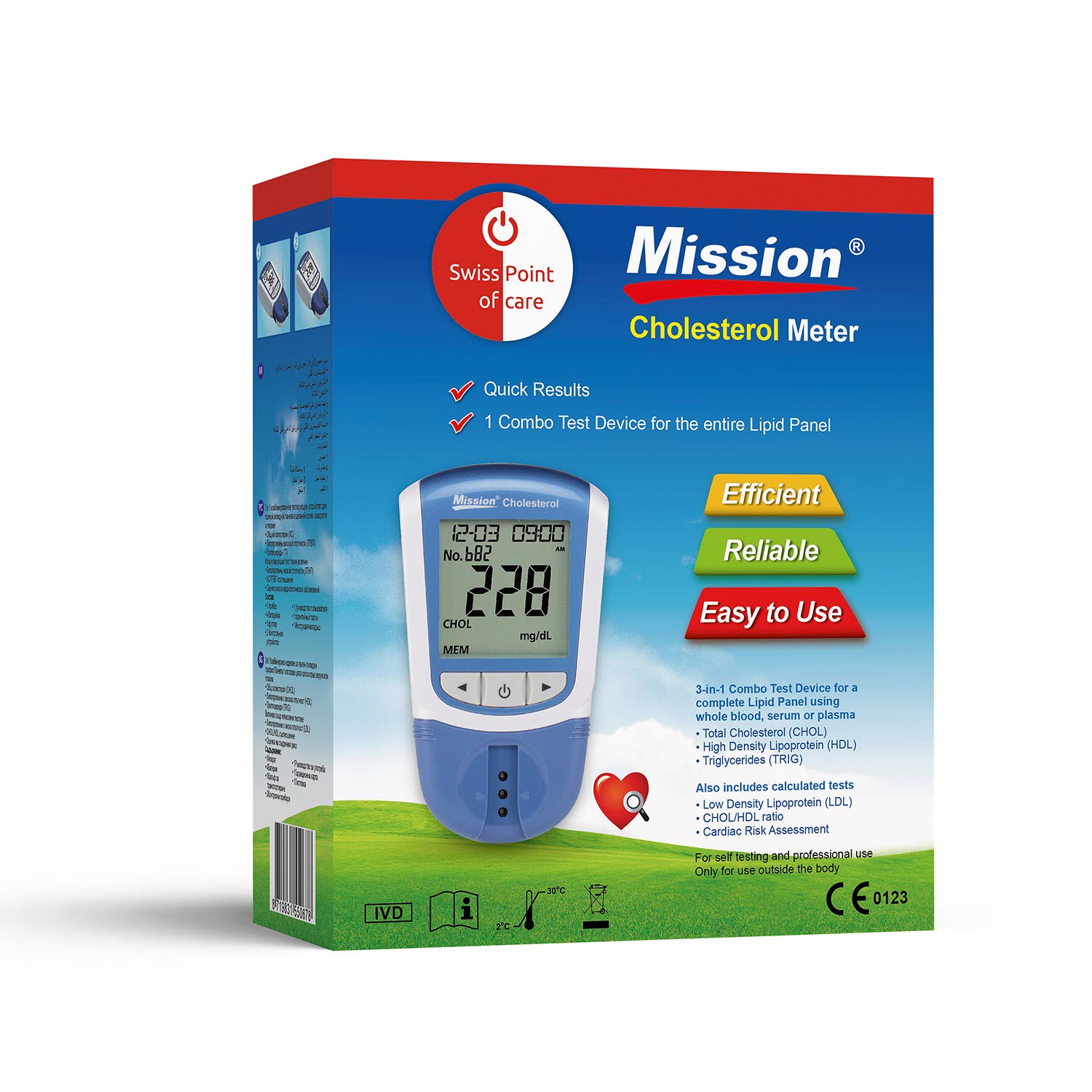 Lecteur de cholestérol Mission 3-in-1 Swiss Point of Care